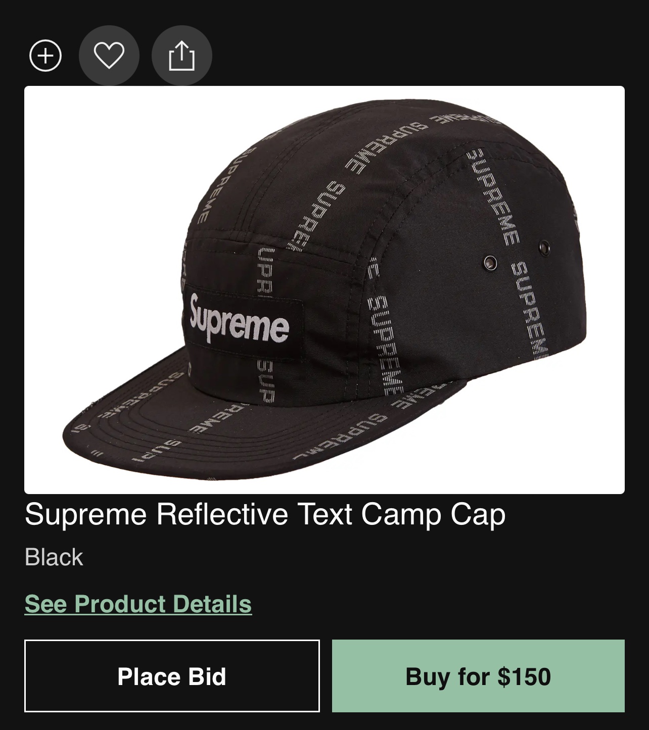 Supreme reflective text stripe camp cap
