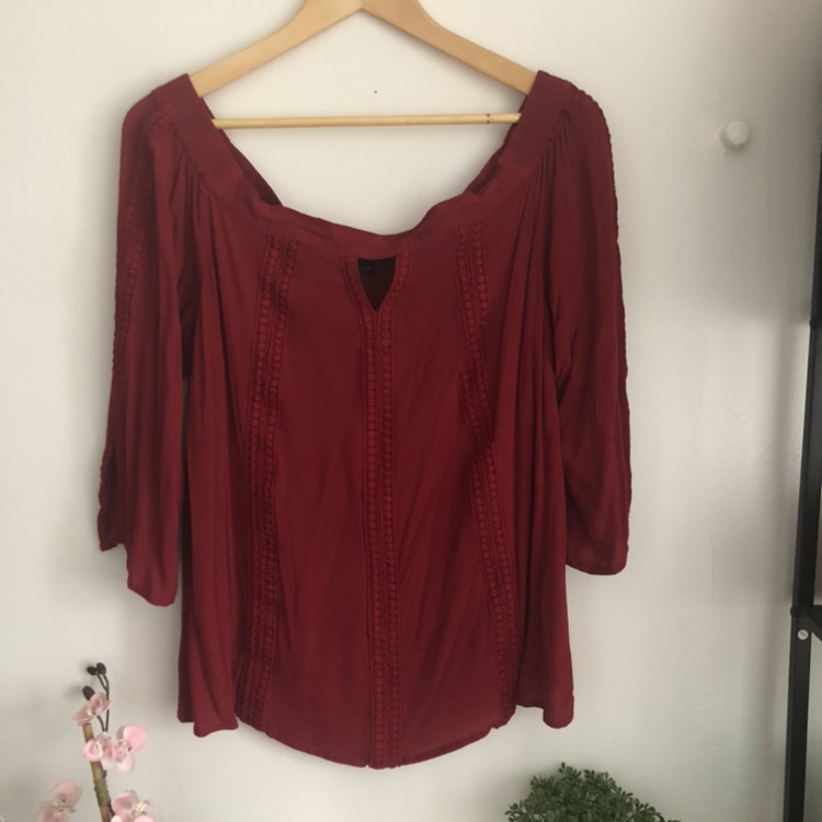 Burgandy Red Crochet detail top thumbnail