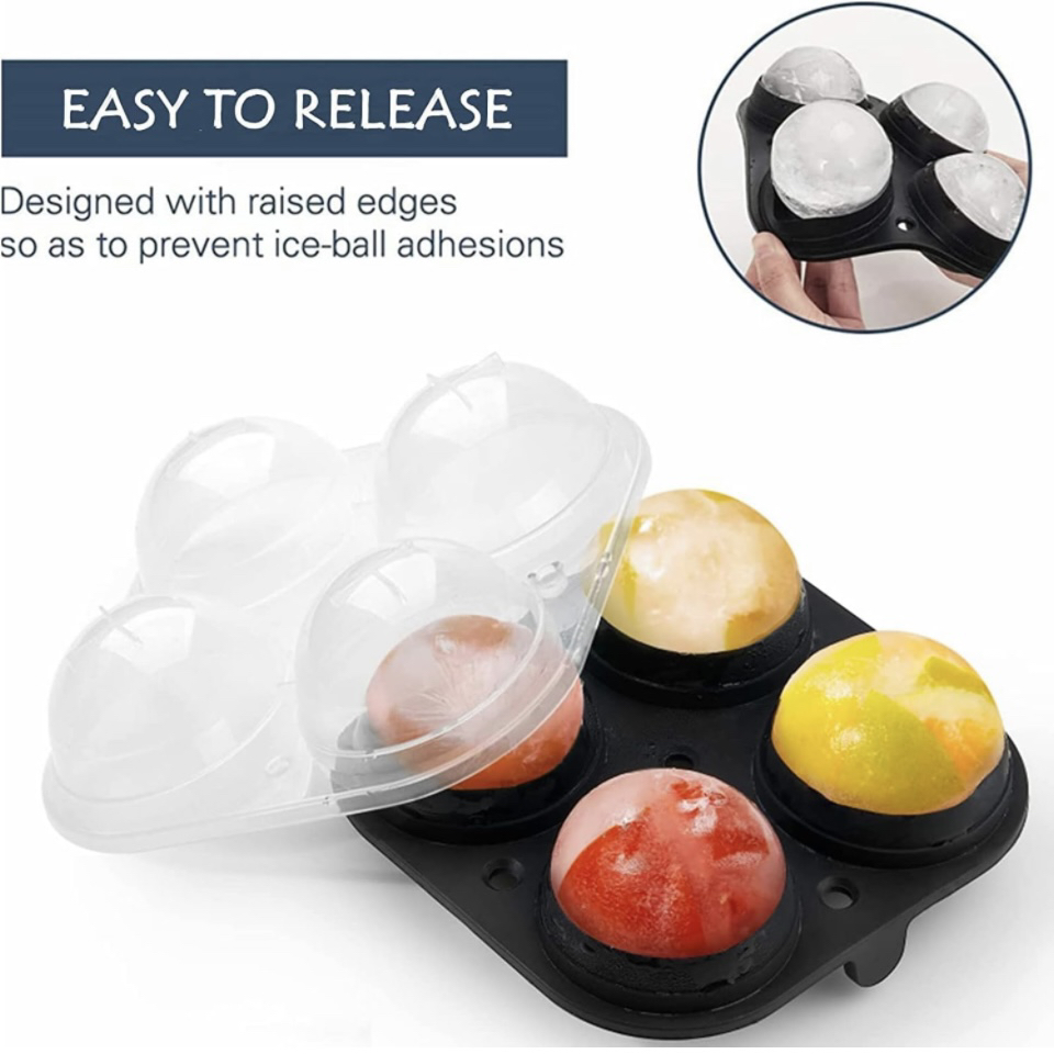 Silicone Ice Ball Maker Sphere Large Ice Cube Tray with Lids image indicator(4)