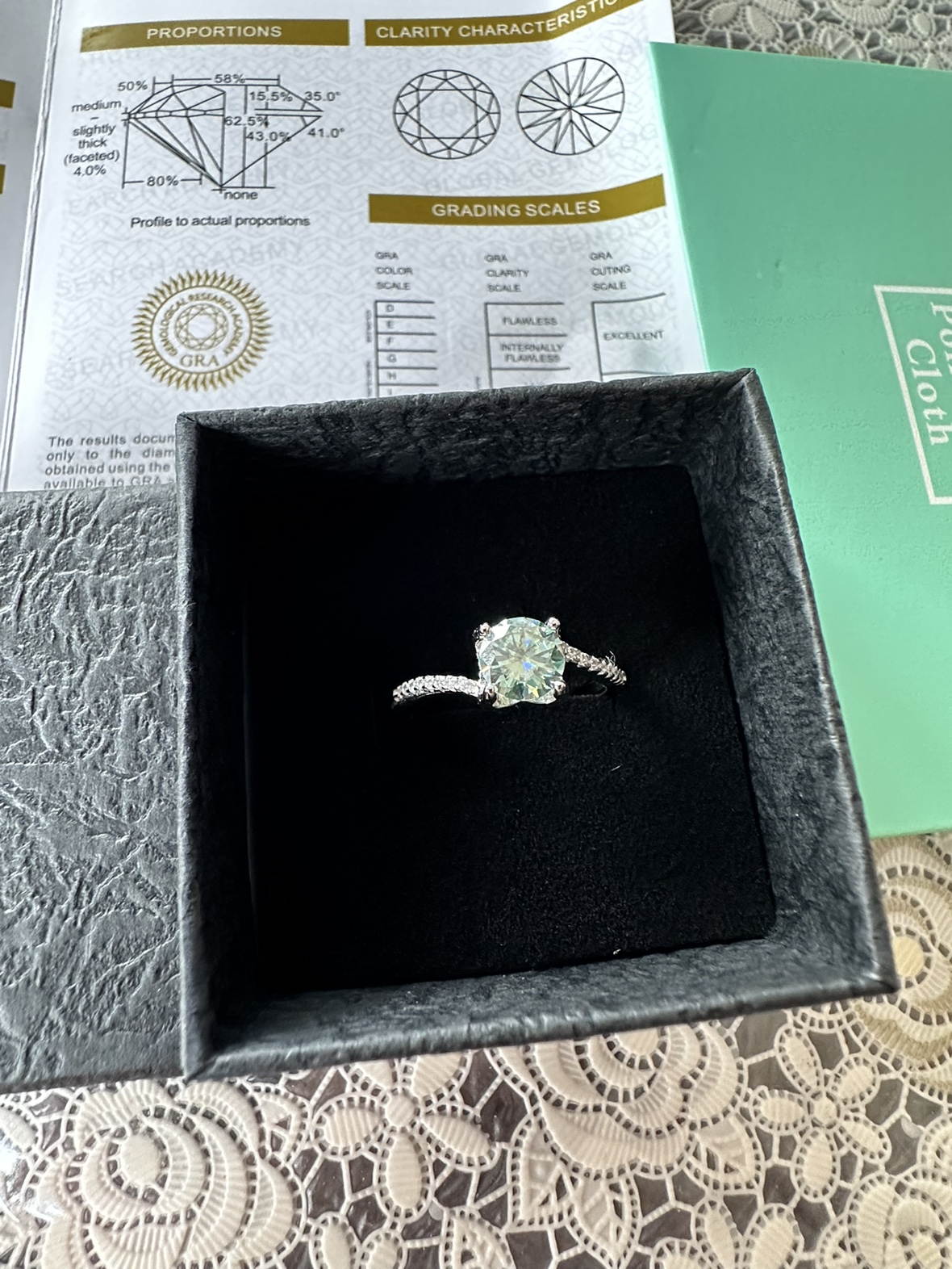 1ct Moissanite Promise Ring 925 Sterling Silver Adjustable Ring - photo 2