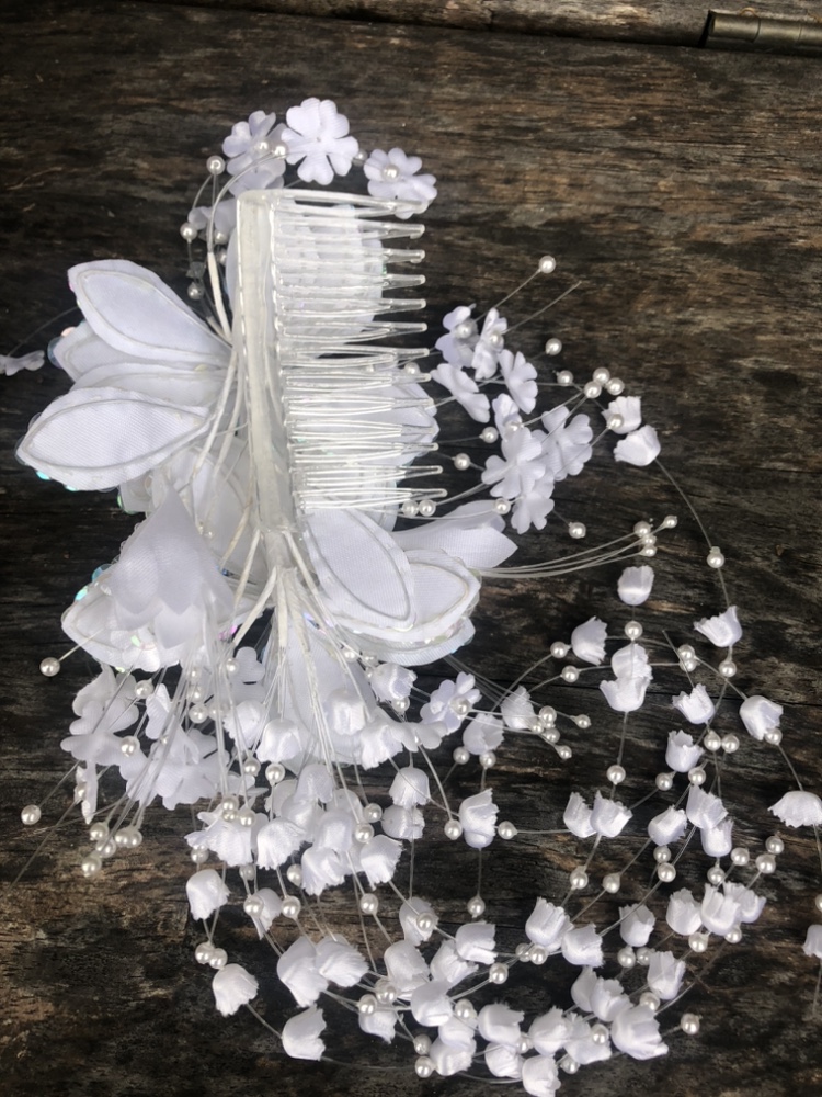 Bride White Flowers Headpiece Comb,Wedding image indicator(4)