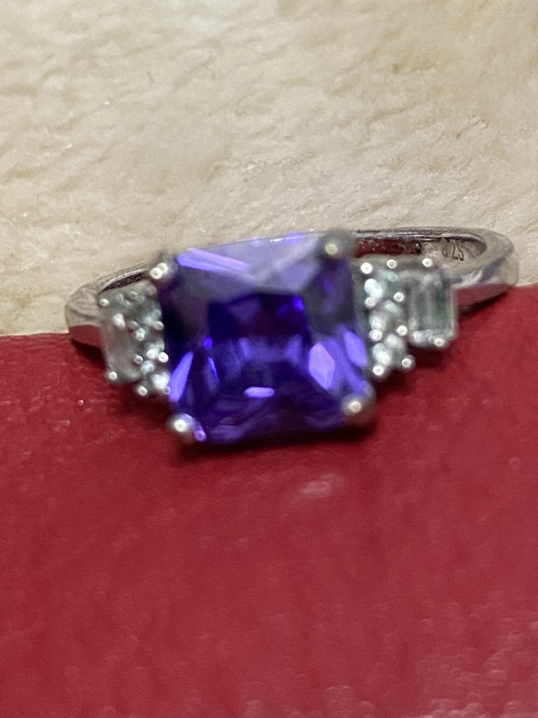 Sterling silver ring purple