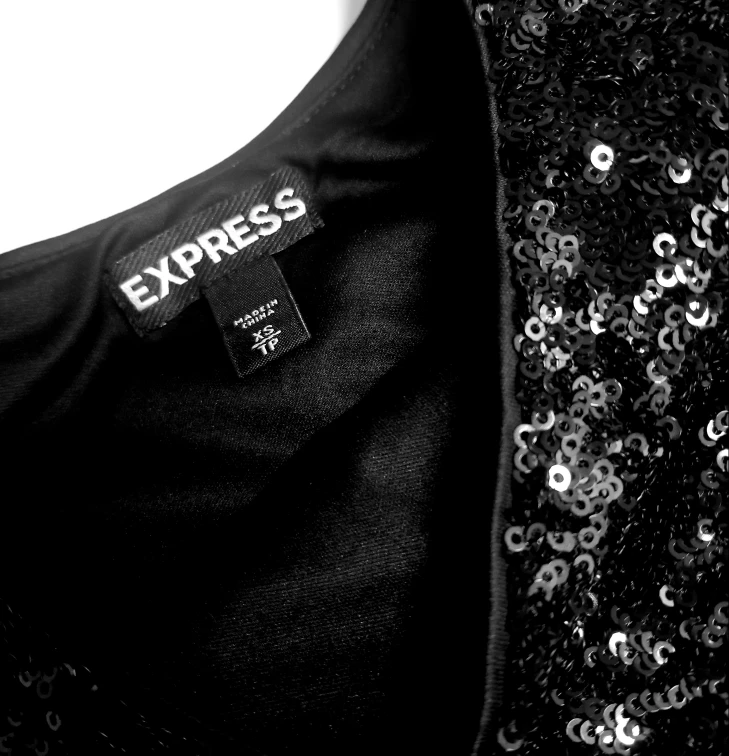 EXPRESS Party Black Sequins Crop Top XS BRAND NEW image indicator(3)