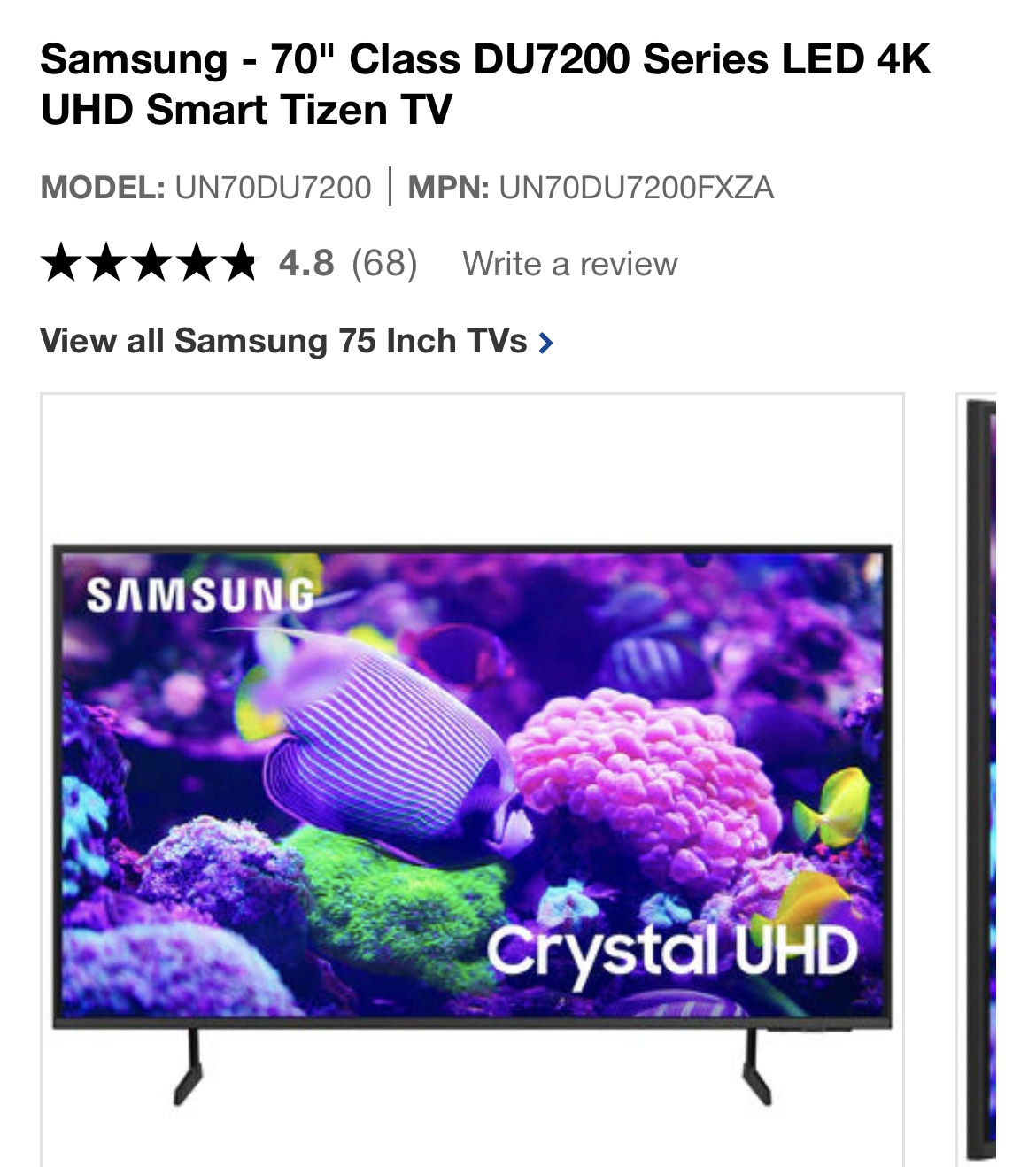 SAMSUNG 70'' class DU7200 LED 4K + TV stand