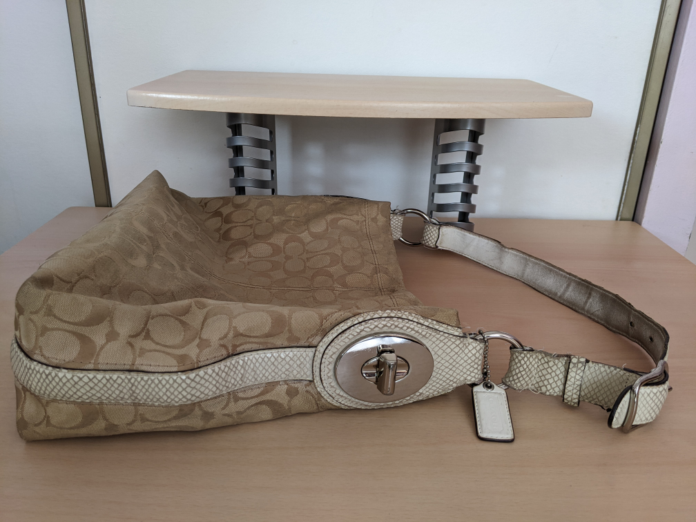 Coach Handbag Purse Cute Creamy Brown Beige Light Tan image indicator(5)