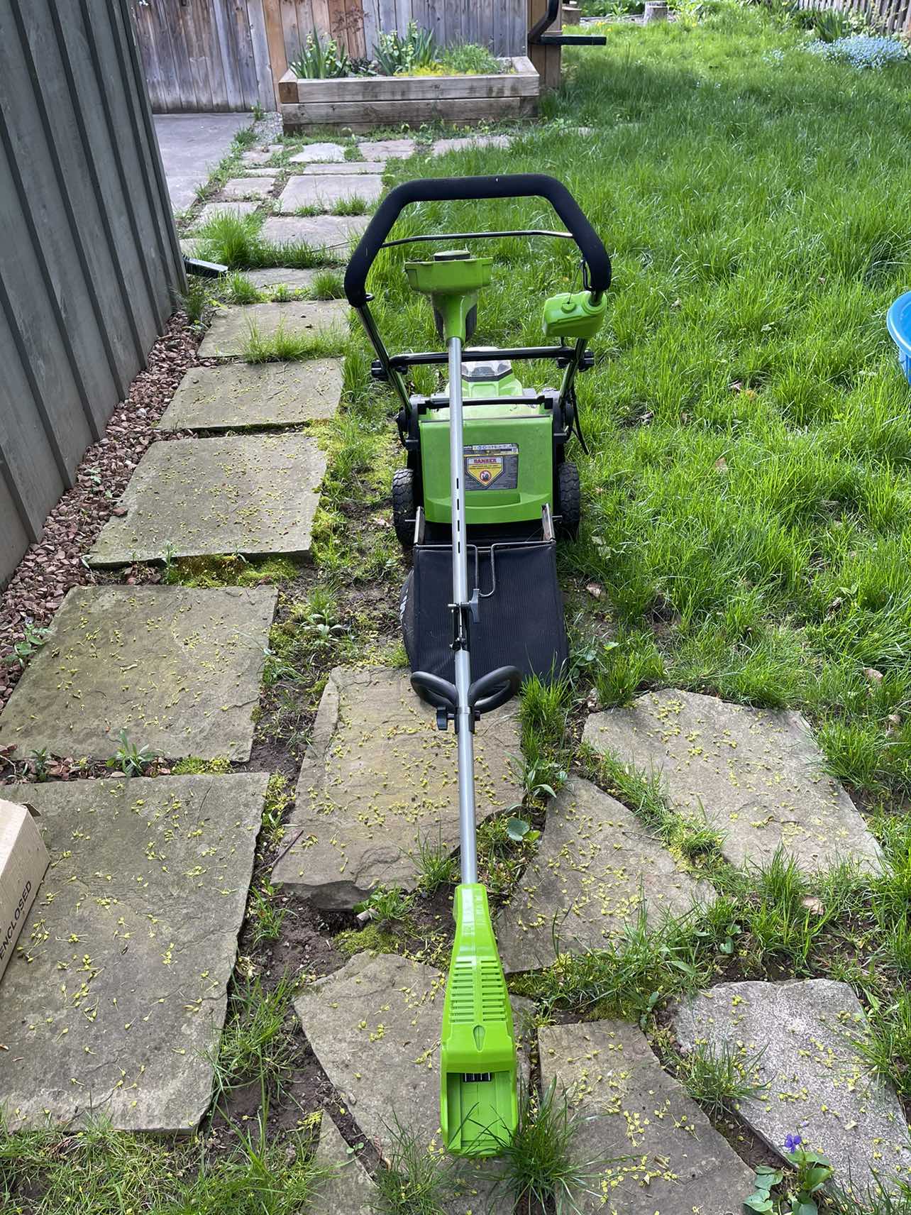Greenworks Lawn mower and edge cord trimmer