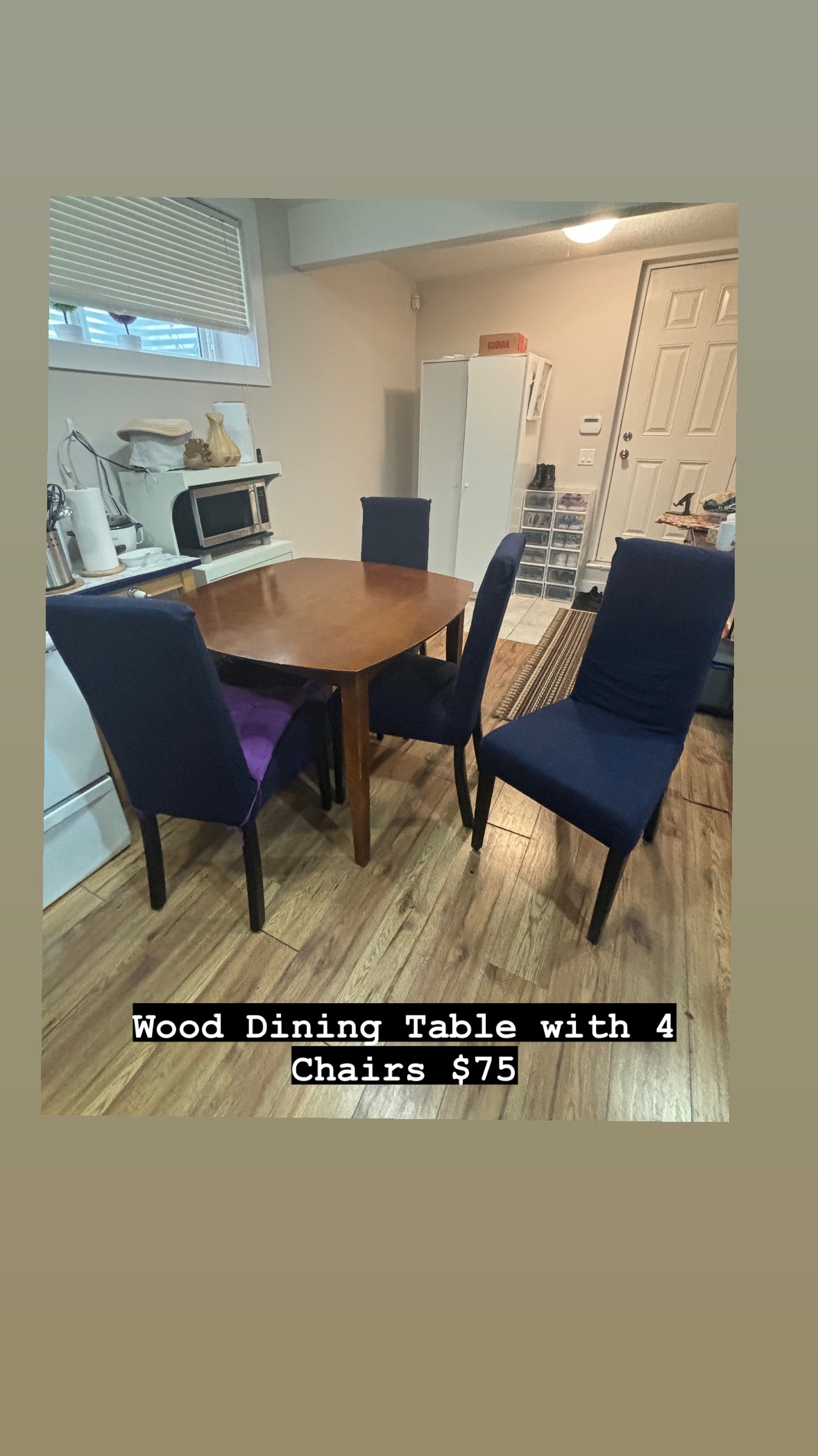 Wood Dining Table with 4 Chairs