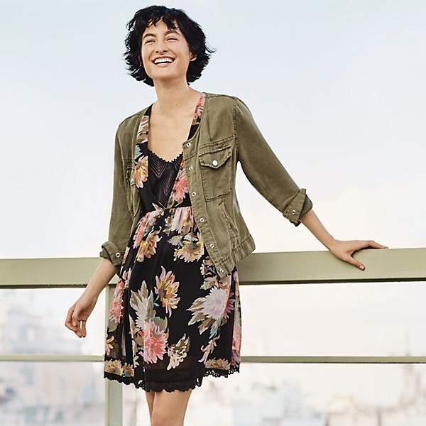 Anthropologie Maeve Black Floral Violetta Dress Size Medium image indicator(9)