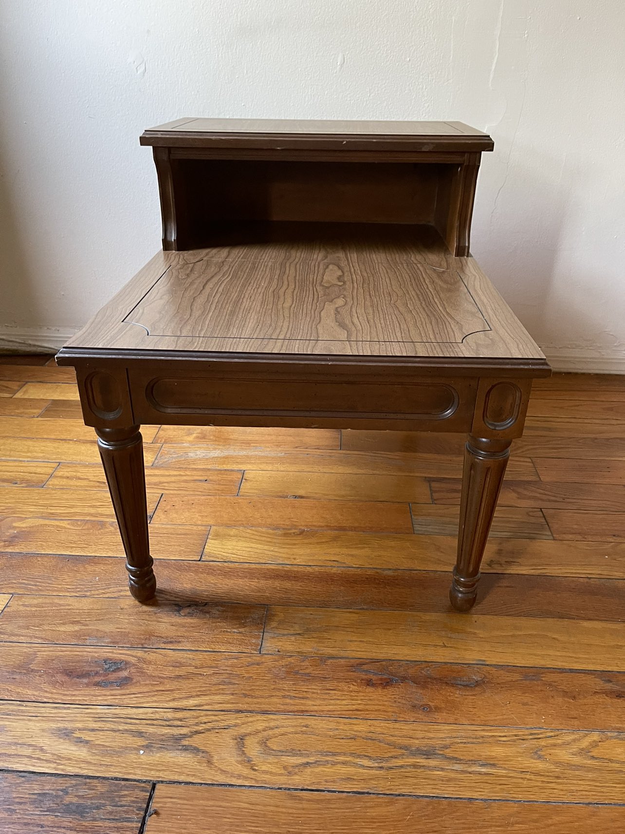 Antique wood side table / step end table - photo 3