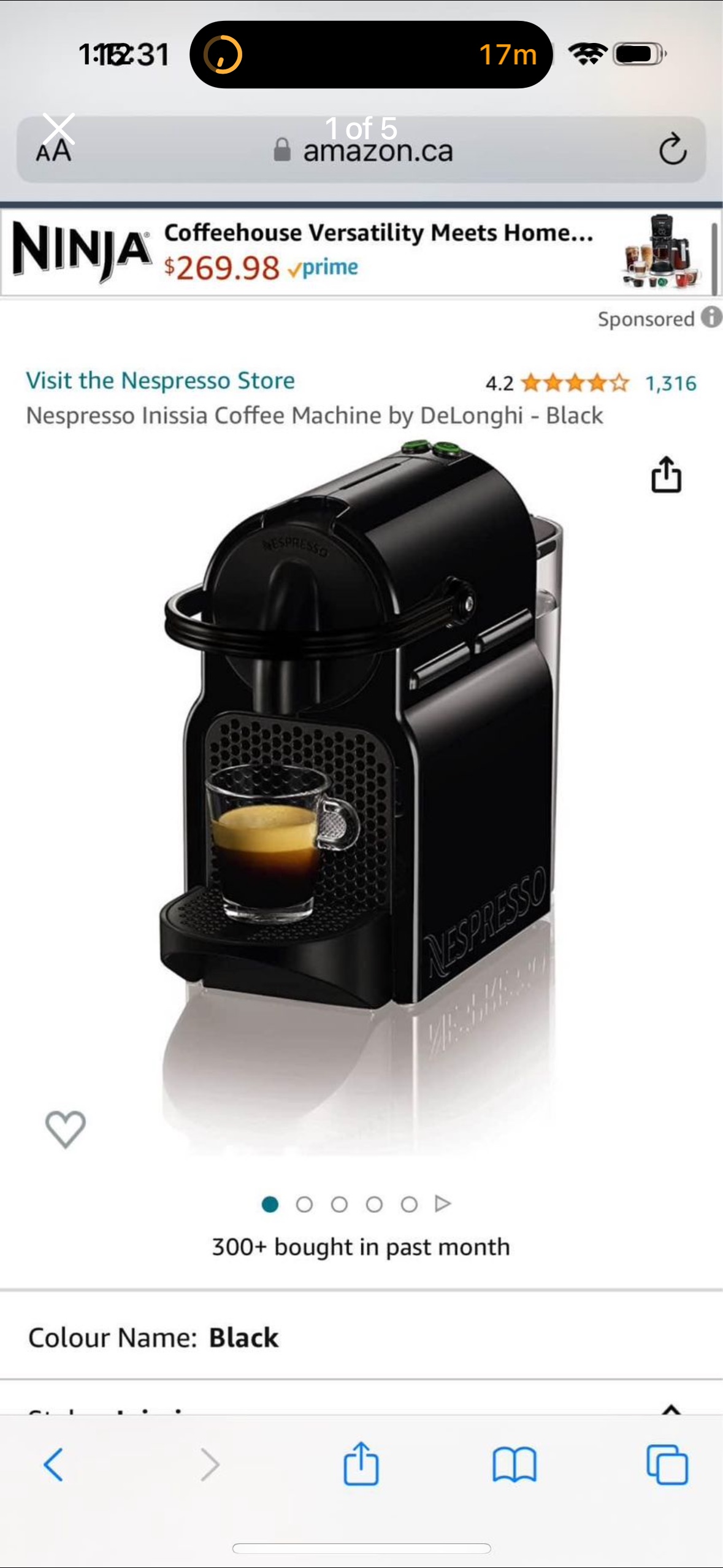 Nespresso Inissia Coffee Machine by deLonghi