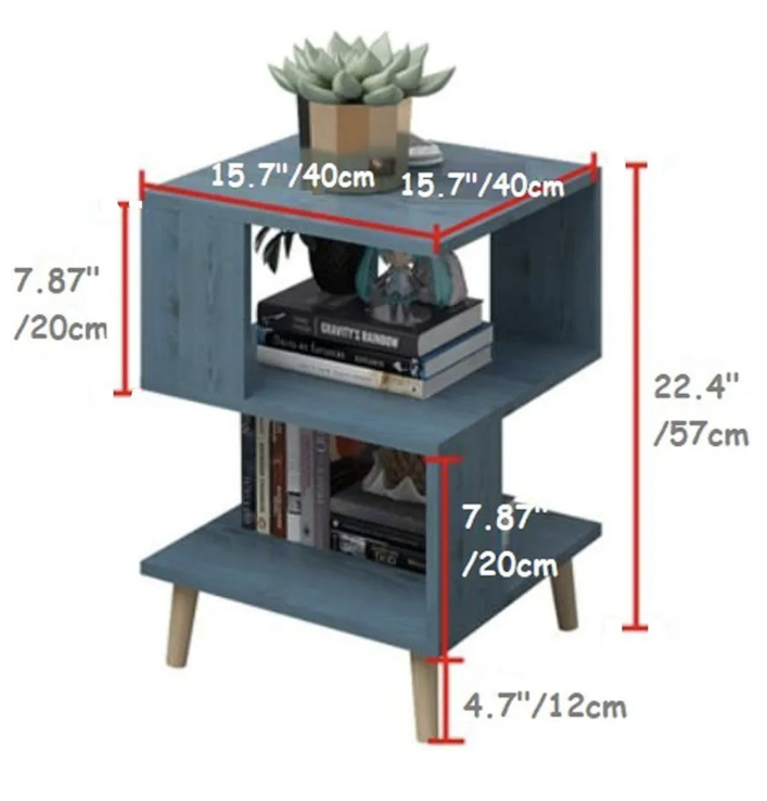 Night Stand Sofa Side Table Convenient Low Table in Blue
