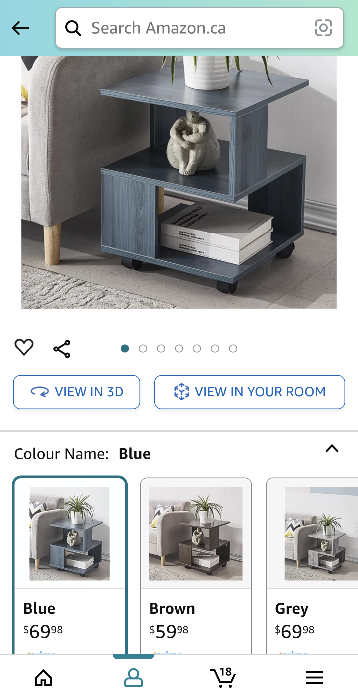 Night Stand Sofa Side Table Convenient Low Table in Blue - photo 3