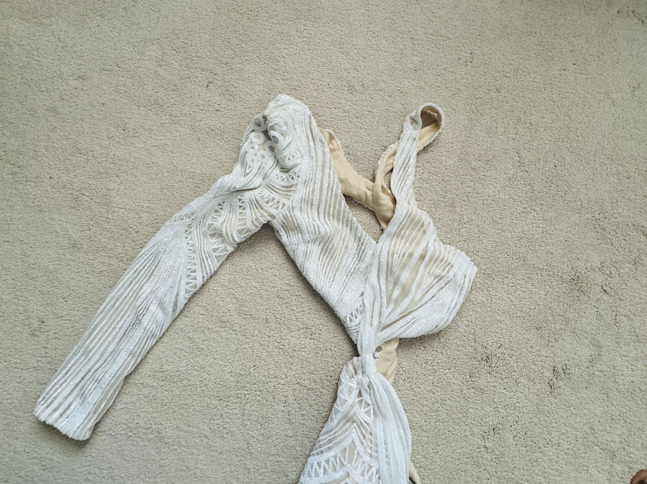 Sexy, elegant sequence, white long dress - photo 3