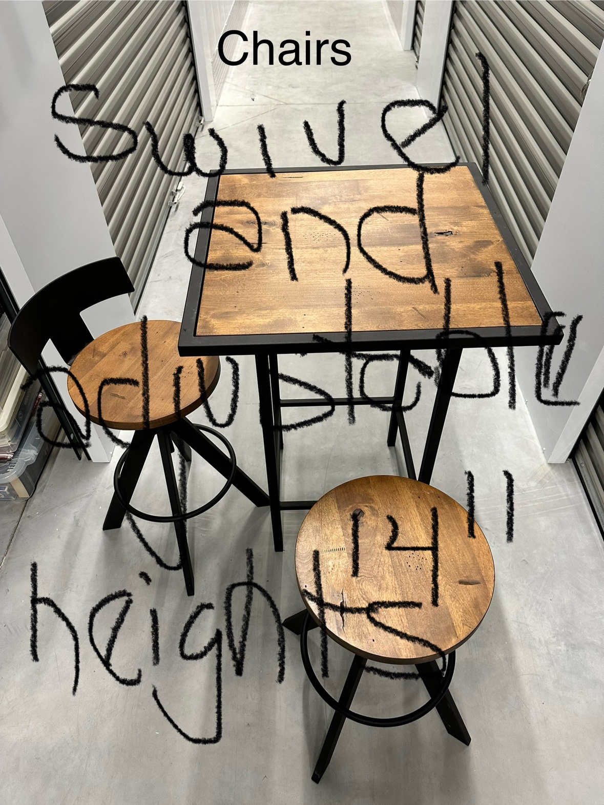 Wood & Wrought Iron Bistro Table & Chairs - photo 4