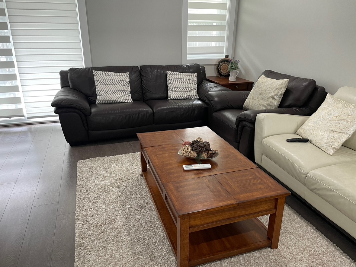 Set of Leather Sofa and Coffee Tables