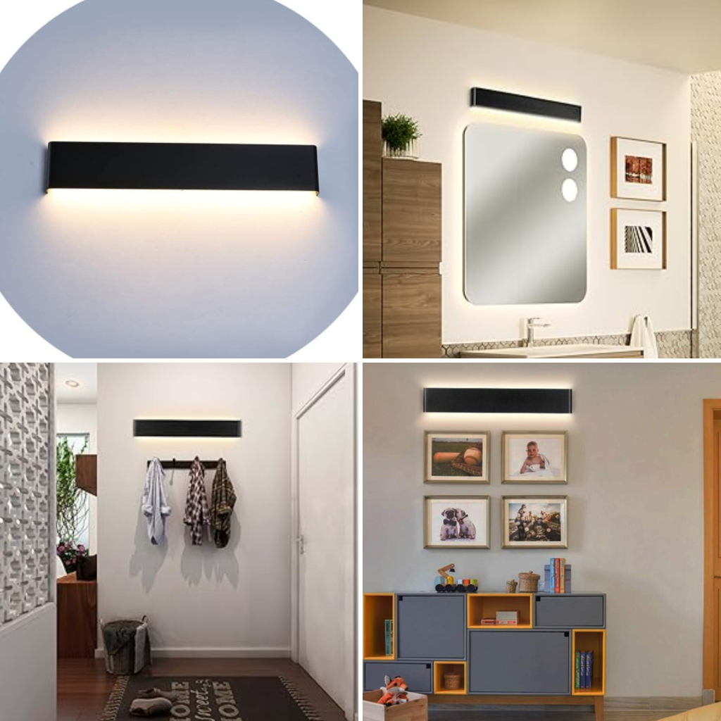 Ralbay 24 inch LED Wall Sconce Lighting, 20W Black Vanity Lights