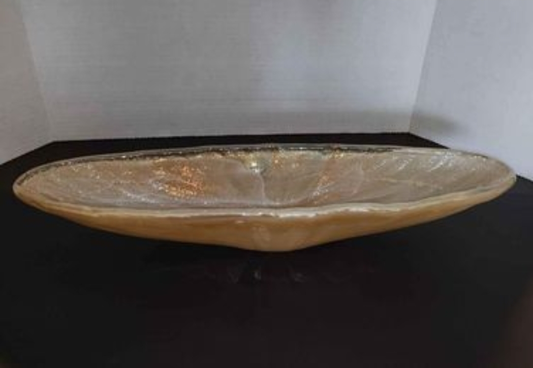 Iridescent Golden Dish, 19" long, Originally contained Candle - photo 2