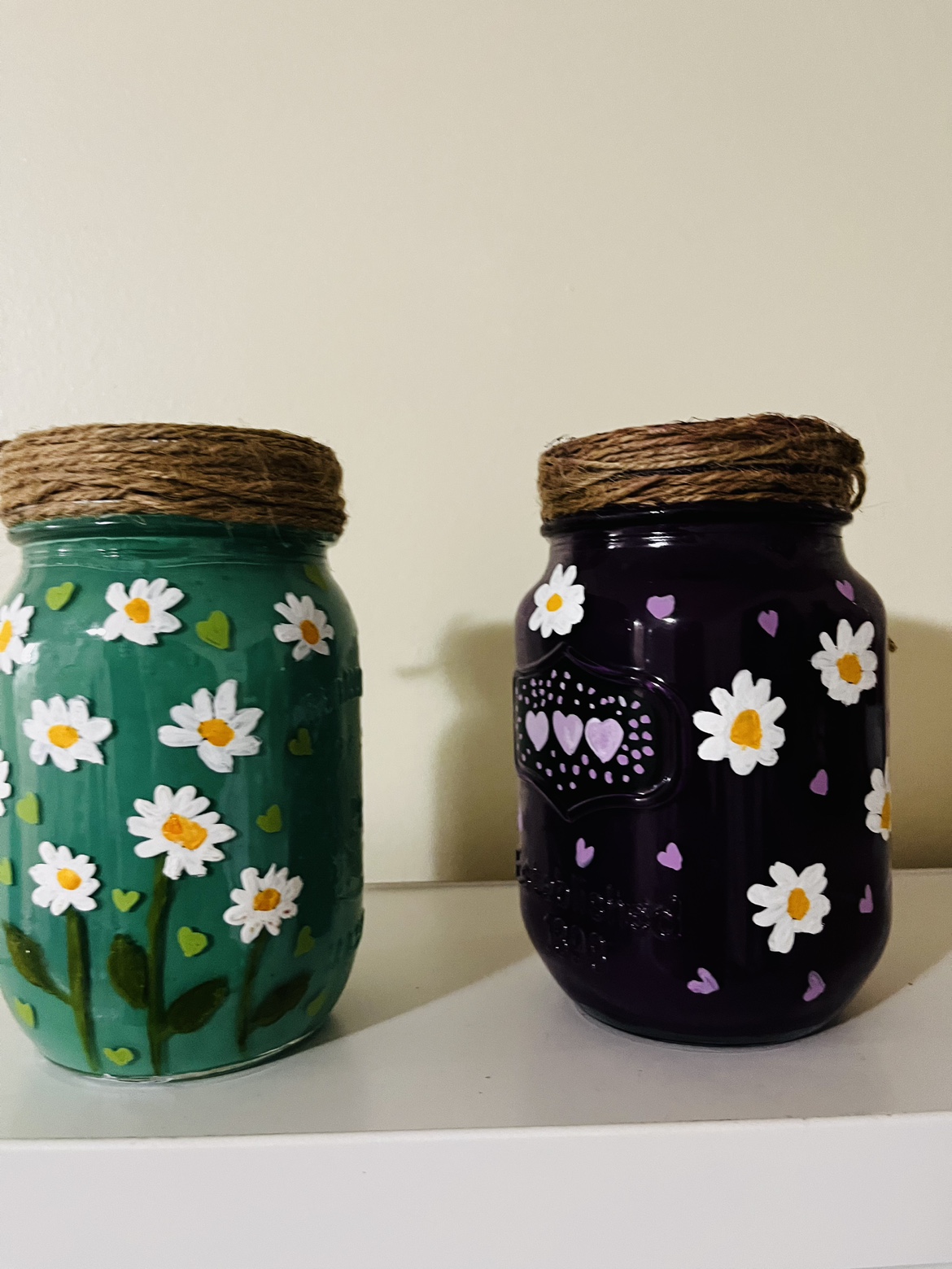 Hand painted glass jars - photo 4