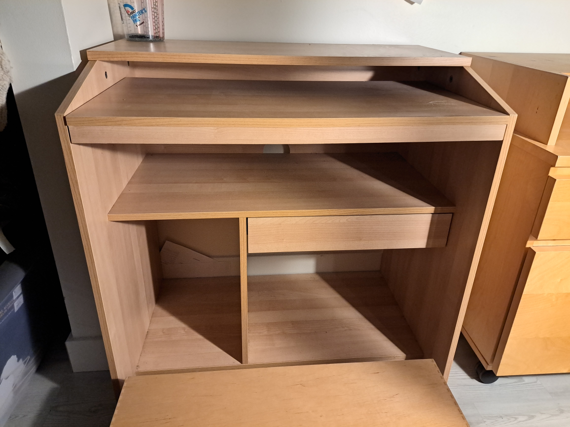 Small computer desk w/ filing pedestal - photo 2