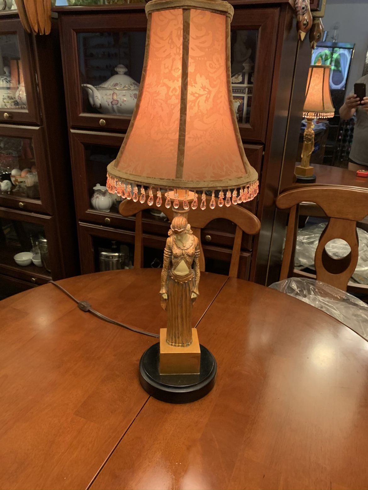 Vintage art deco style table lamp 27H image indicator(3)