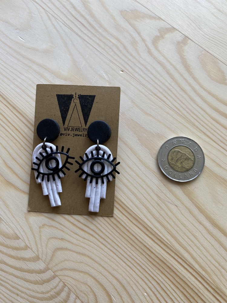 Art Deco Black and White Polymer Clay Earrings image indicator(2)