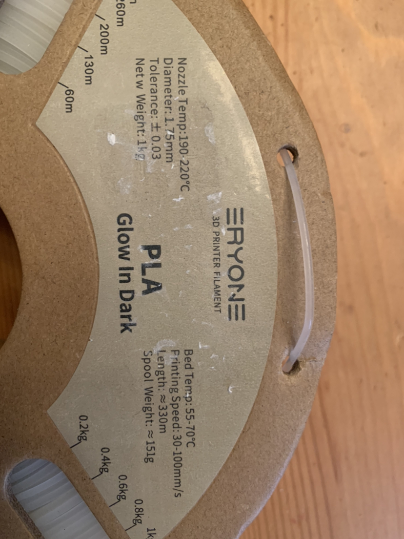 3D printer filament - glow in the dark