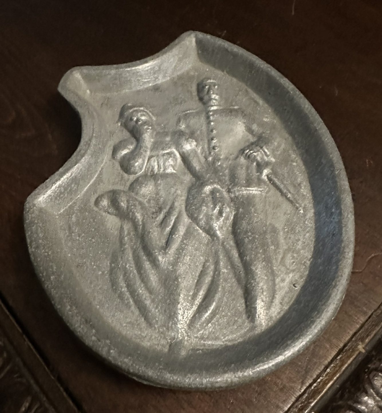 🧡 Sassy Vintage Risqué Pewter Trinket Dish thumbnail