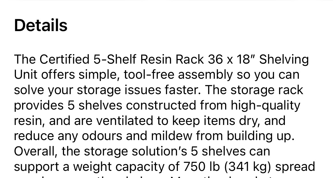 5-shelf resin Storage shelves (4 avail) - pick up Wed afternoon image indicator(8)