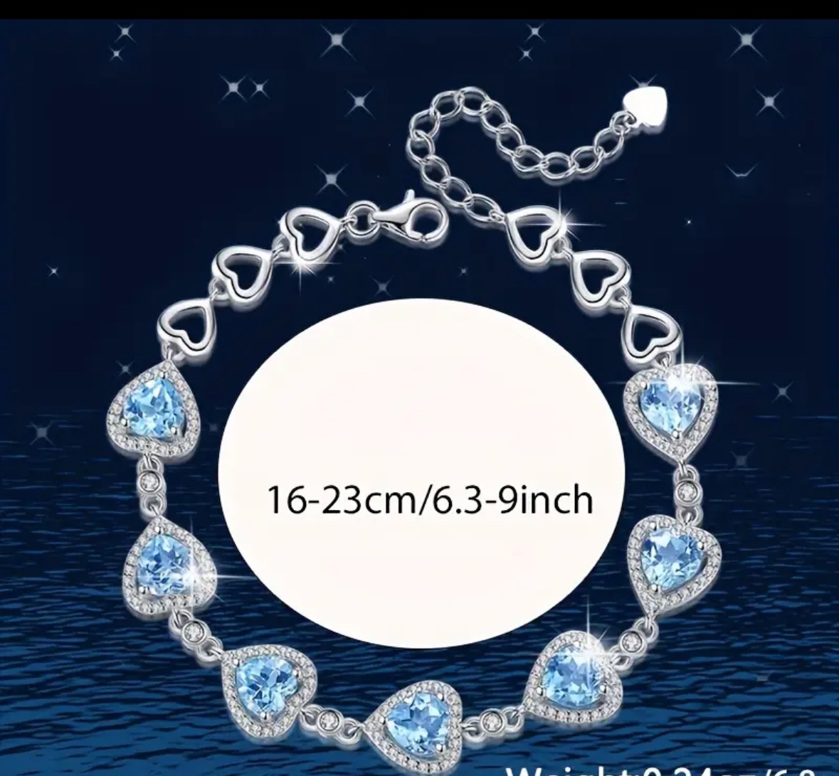 925 Sterling Silver Heart Of The Ocean Bracelet - photo 5