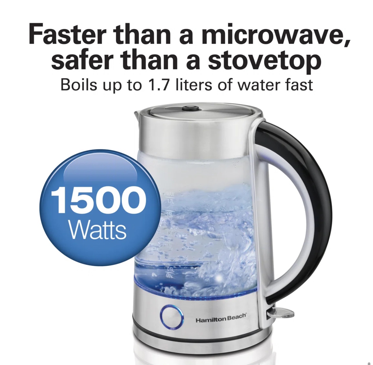 Hamilton beach 1.7L modern glass electric kettle image indicator(2)