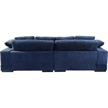 Blue Corduroy Sectional Couch Sofa with Chaise - photo 5