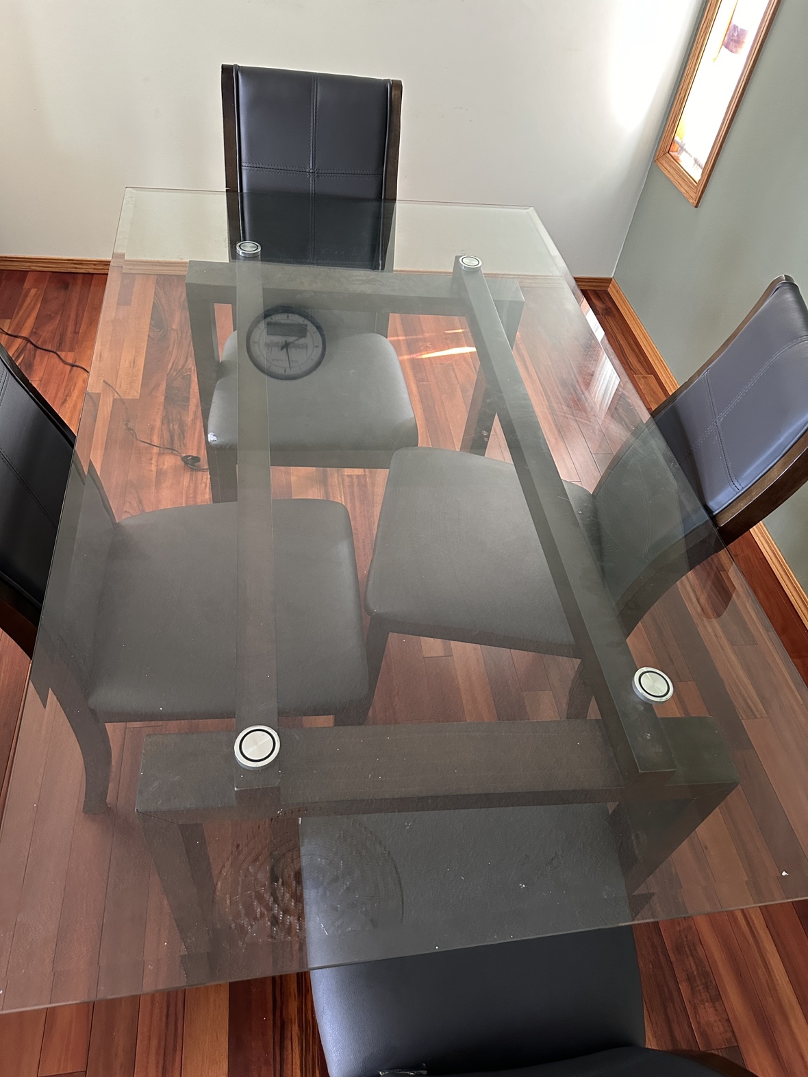 6-Seater Glass Dining Table with Four Chairs- Fair Condition