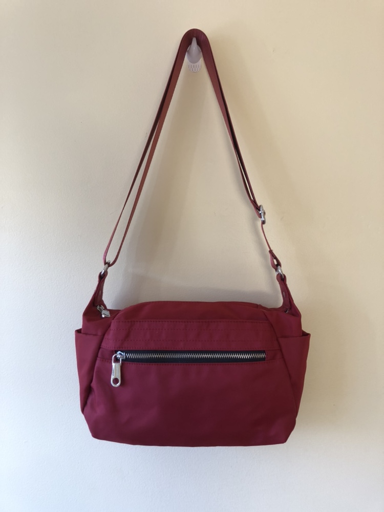 Red shoulder purse