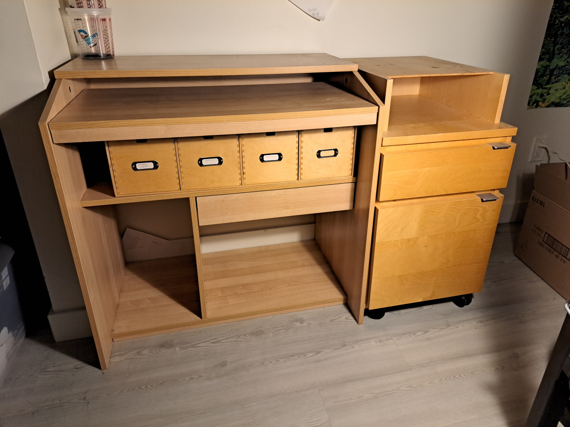 Small computer desk w/ filing pedestal
