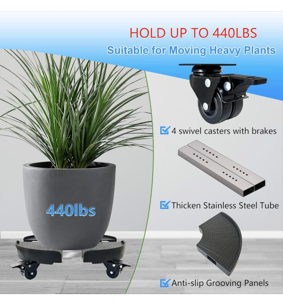 Umbrella/Plant Caddy with Wheels, Heavy Duty 440lbs, Adjustable - photo 4