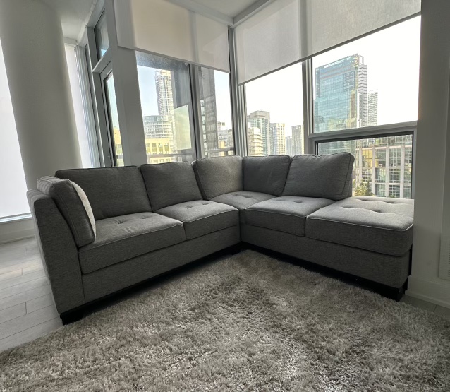 Oakdale 2-Piece Linen-Look Fabric Right-Facing Sectional - Light - photo 3