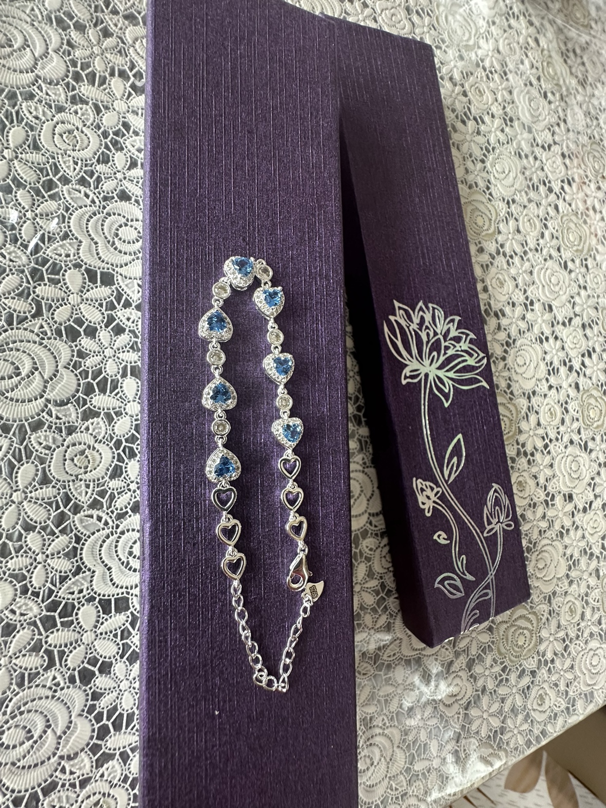 925 Sterling Silver Heart Of The Ocean Bracelet - photo 2