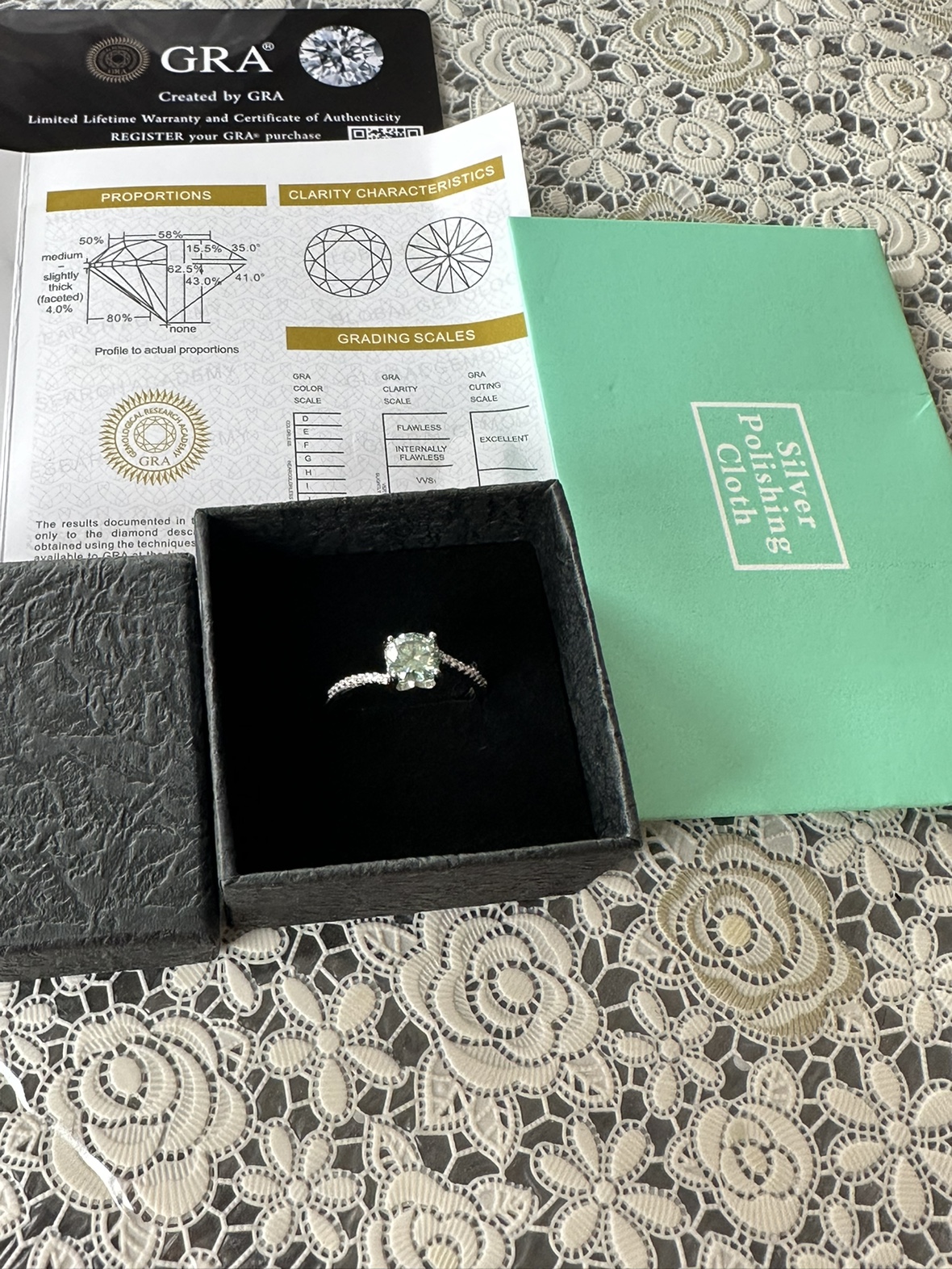 1ct Moissanite Promise Ring 925 Sterling Silver Adjustable Ring
