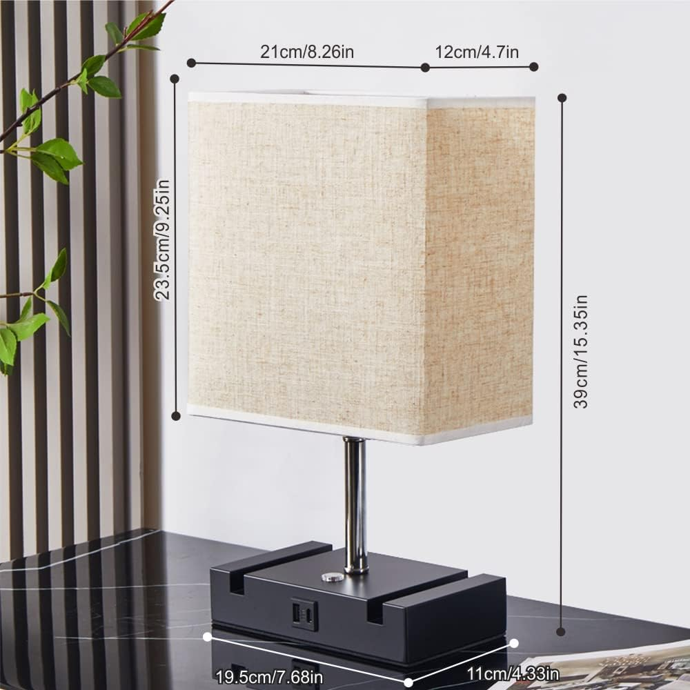 BNIB Set of 2 dual charging ports beige table lamps thumbnail