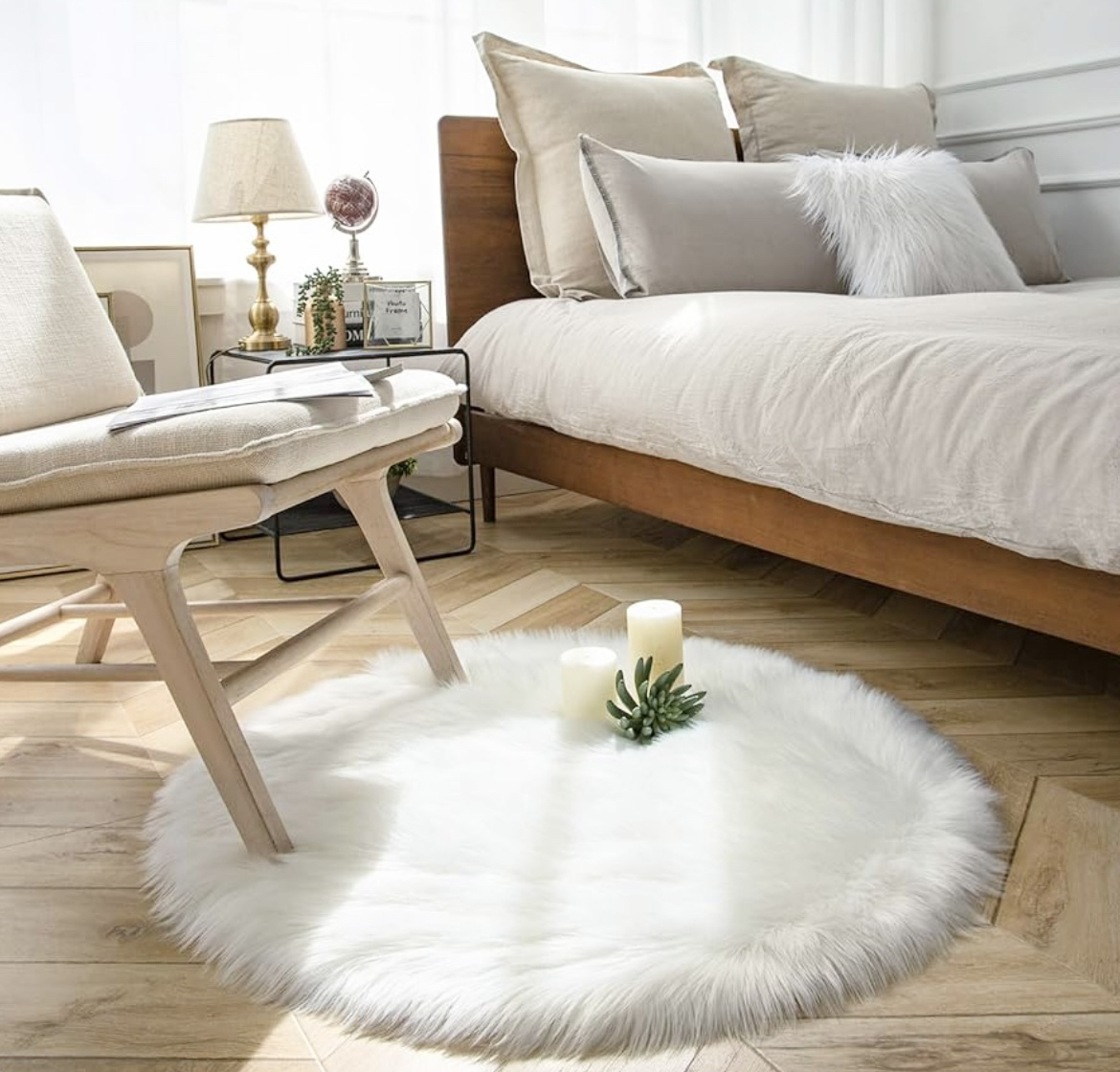 3x3 ft Ashler Faux Fur Rug Shaggy Area Rug Ultra Soft  Round - photo 4