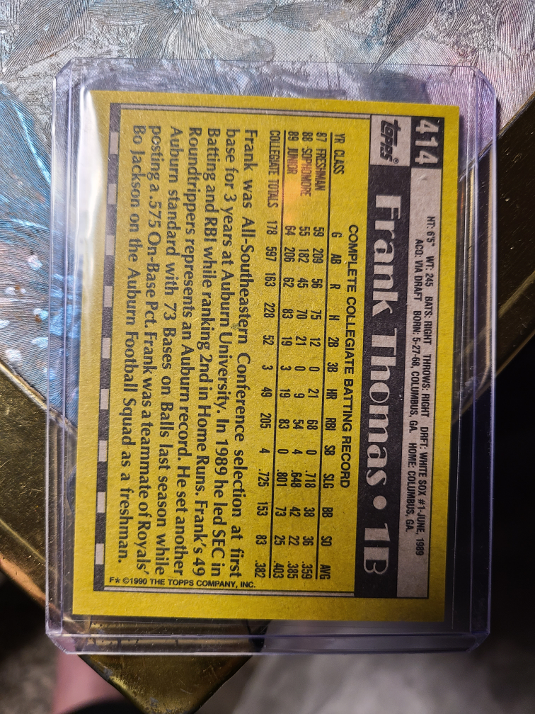 Frank Thomas rookie baseball card NOF image indicator(2)
