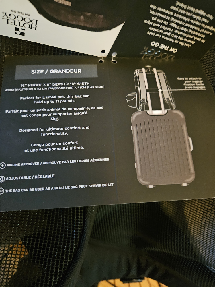 Hotel doggie carrying knapsac size large image indicator(2)