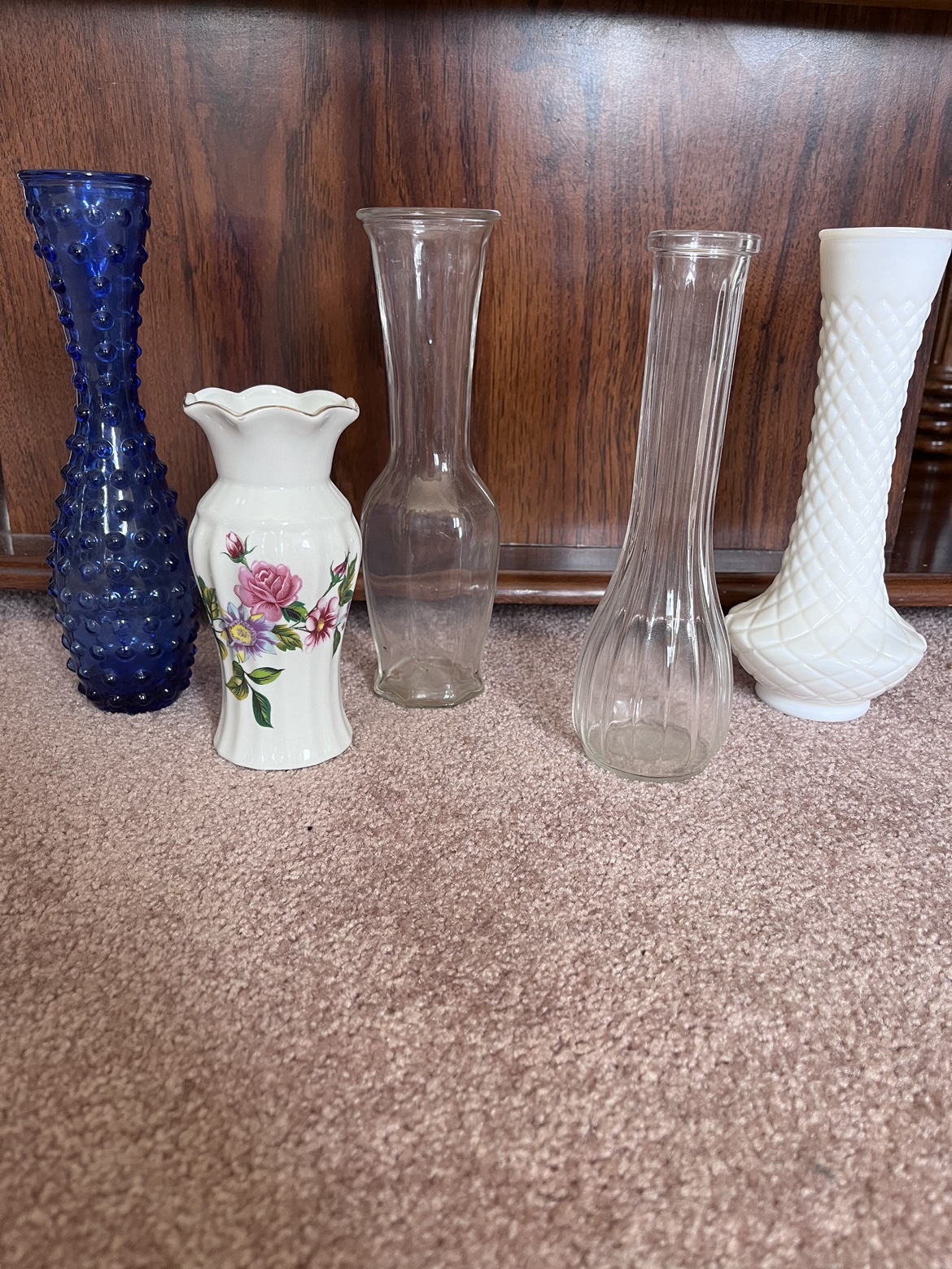 6-Assorted vases and sizes.