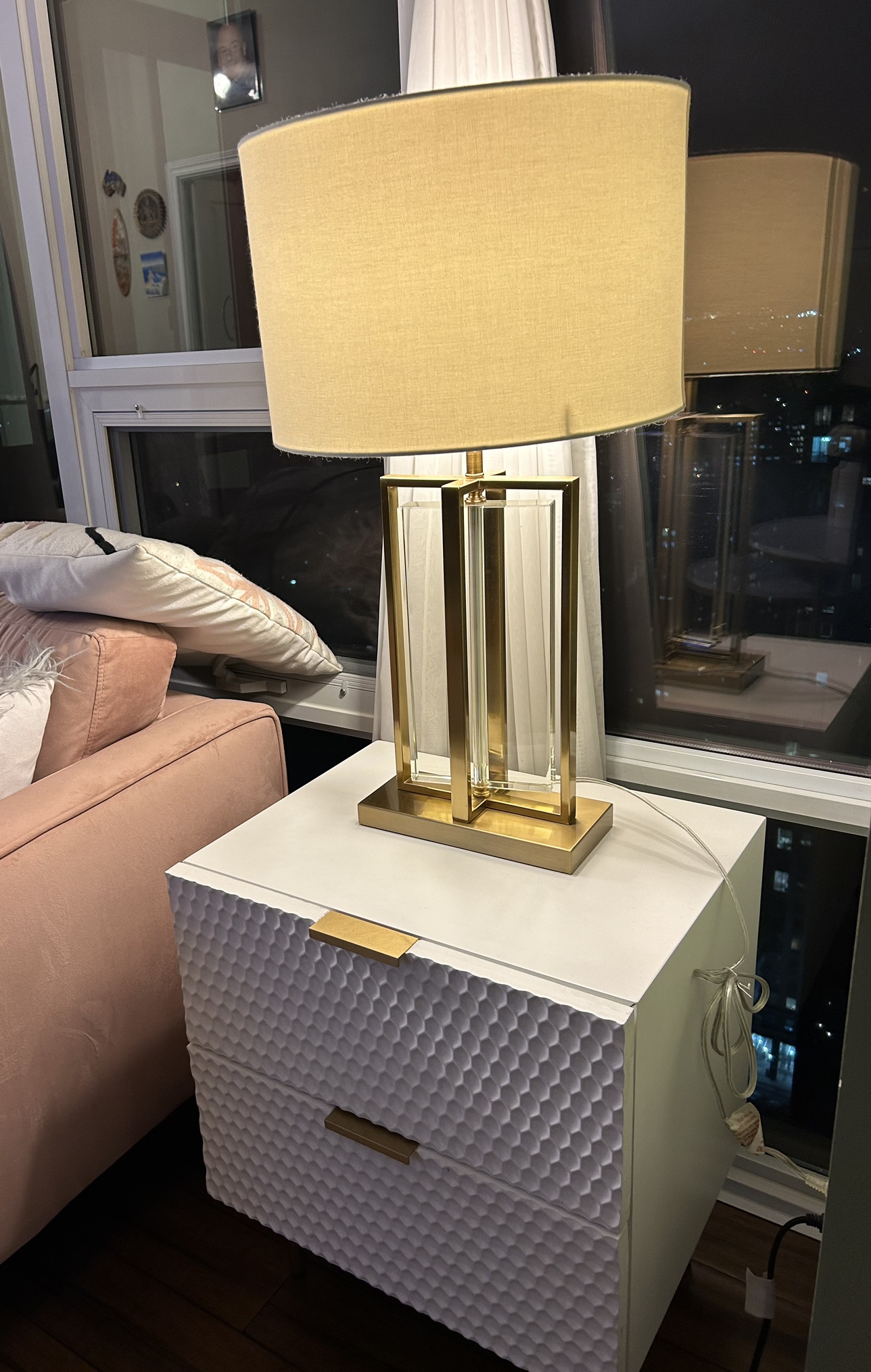 Xcella Gold and White Shade Lamp image indicator(4)