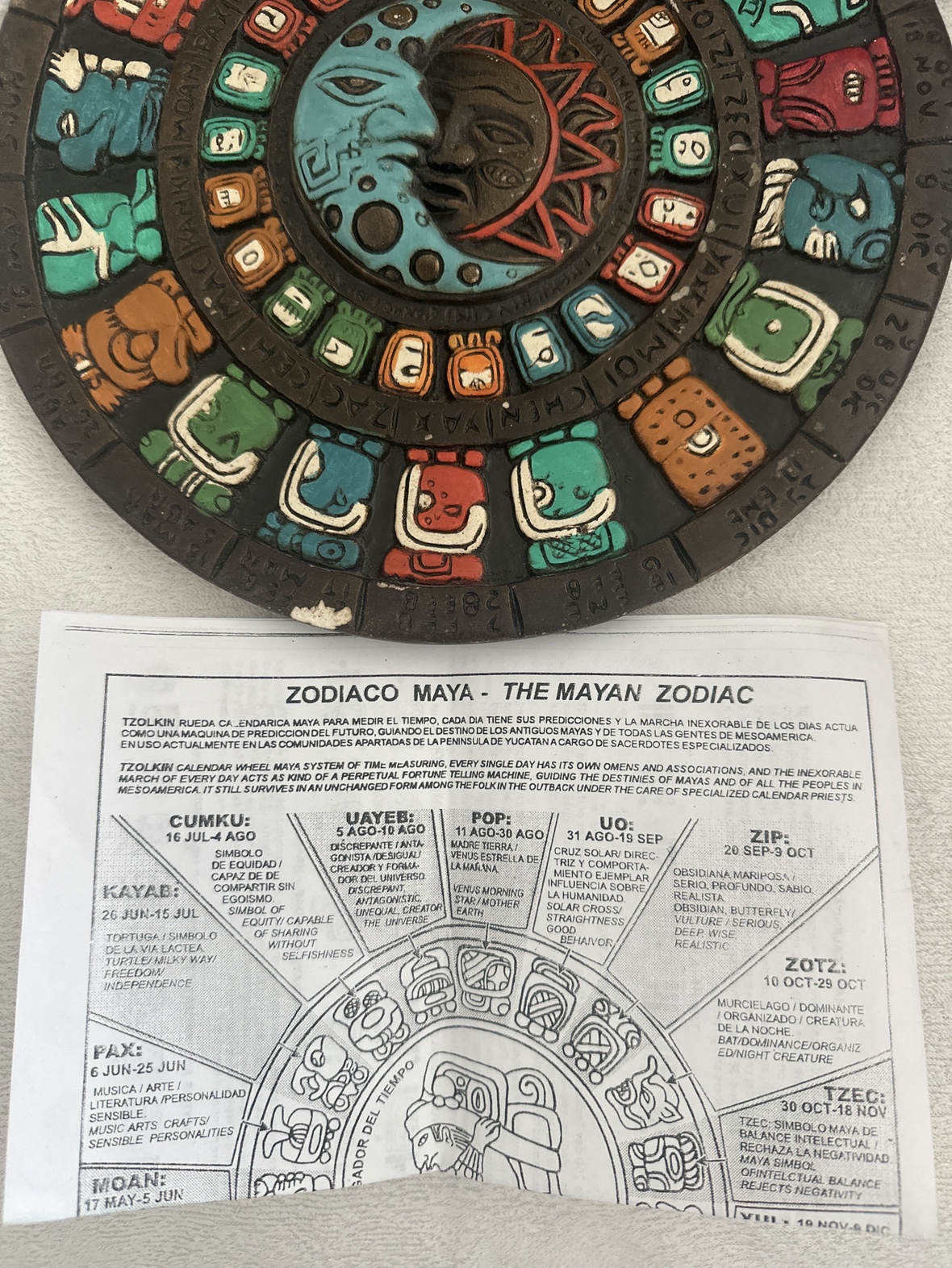 Mayan Zodiac Plaque- original - photo 2