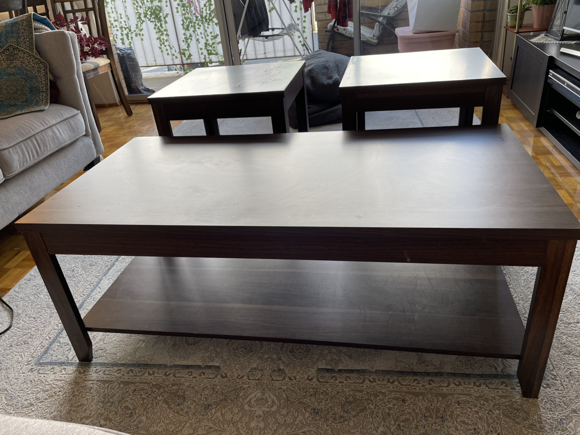 Set of 3 pieces coffee table and 2 end tables 🧡 - photo 2