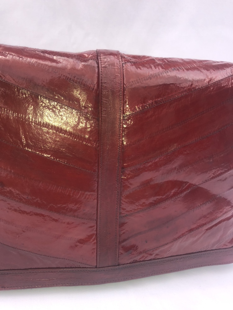 Eel Skin Purse Burgundy Red Shoulder Crossbody image indicator(4)