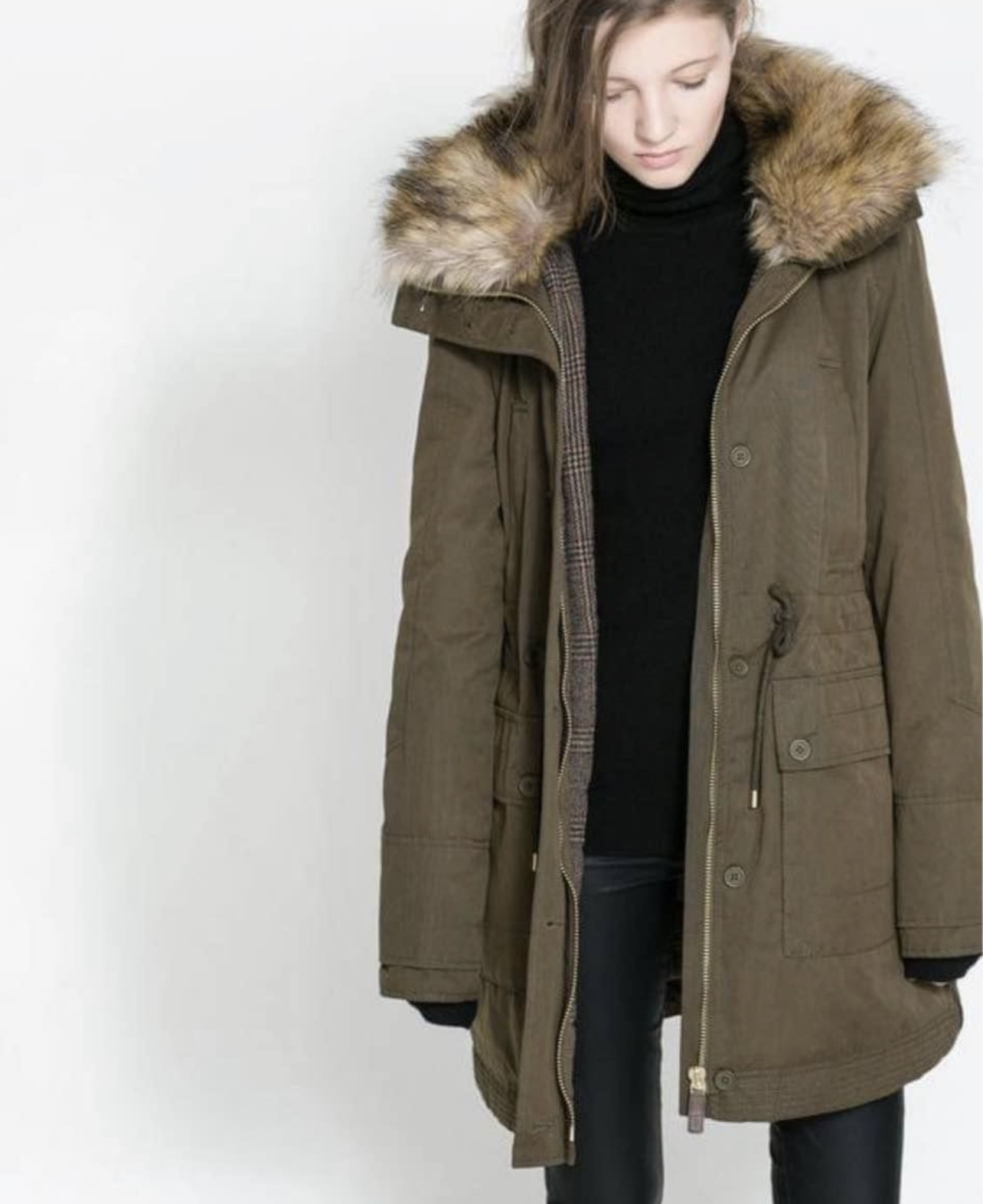 Zara/Trafaluc Parka with fur collar