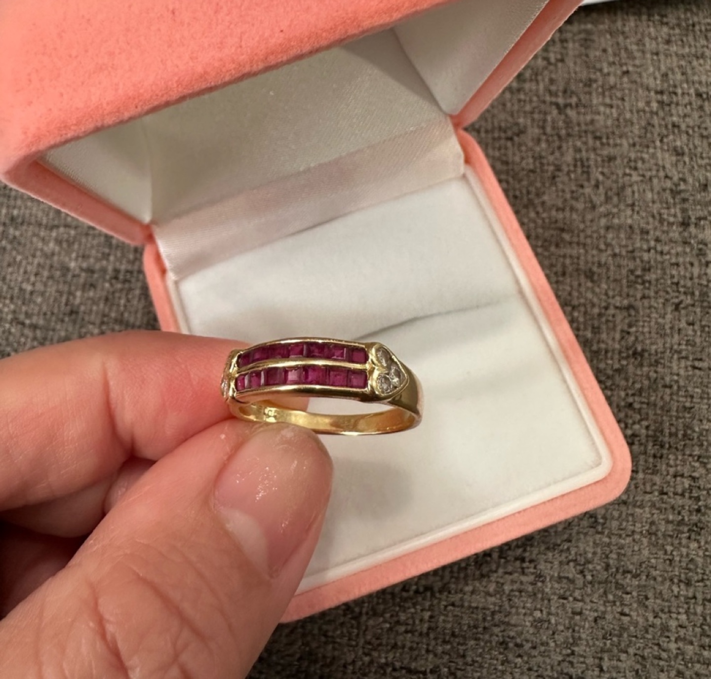 Natural Ruby Ring with Natural Diamonds Pure 18K Gold thumbnail