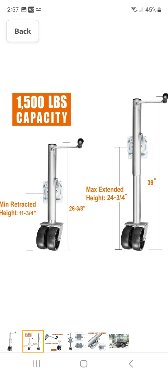 Dual wheel swing back boat trailer jack - photo 2